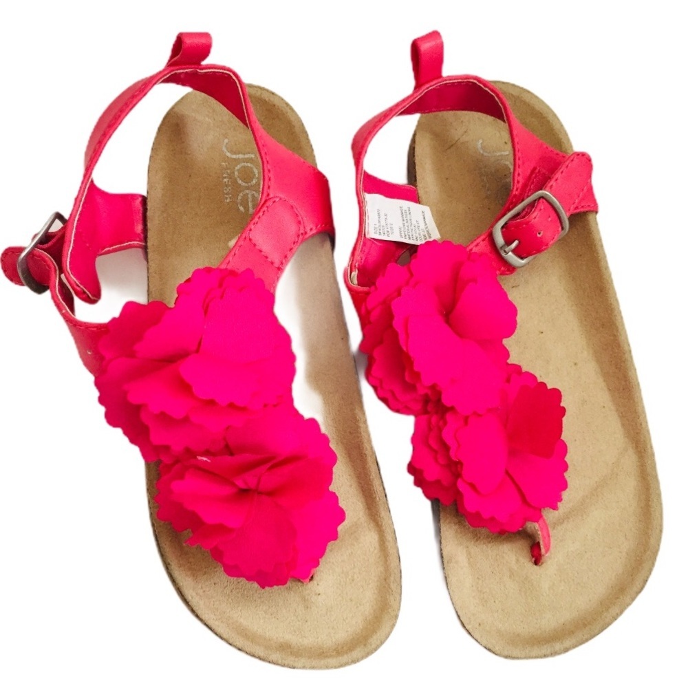 JOE FRESH Toe Post Sandals With Floral Corsage Detail Hot Pink Girl Size 1